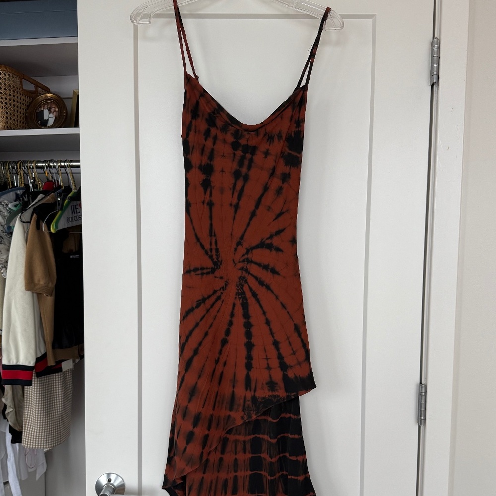 Tie Die Slip Dress with Uneven Hem